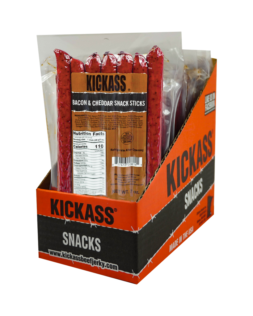 3033WS - Kickass Bacon Cheddar Snack Sticks 7oz Caddy (12 PACKS)..