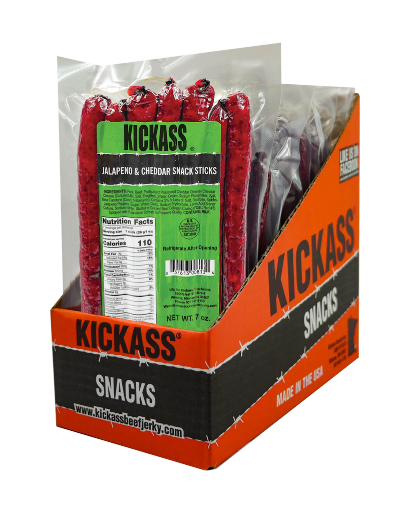 3032WS - Kickass Jalapeno & Cheddar Snack Sticks 7oz Caddy (12 PACKS)..