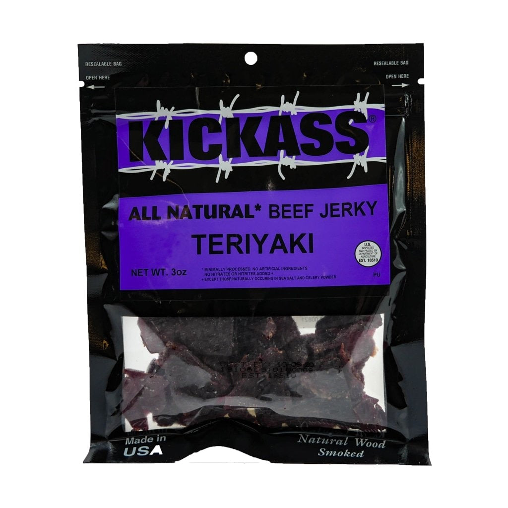 Kickass All Natural Teriyaki Beef Jerky 3Oz (4 Bags)