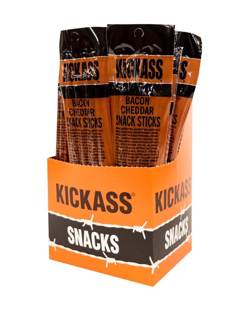 Kickass Bacon & Cheddar Twin Pack Snack Sticks - 16Ct Caddy