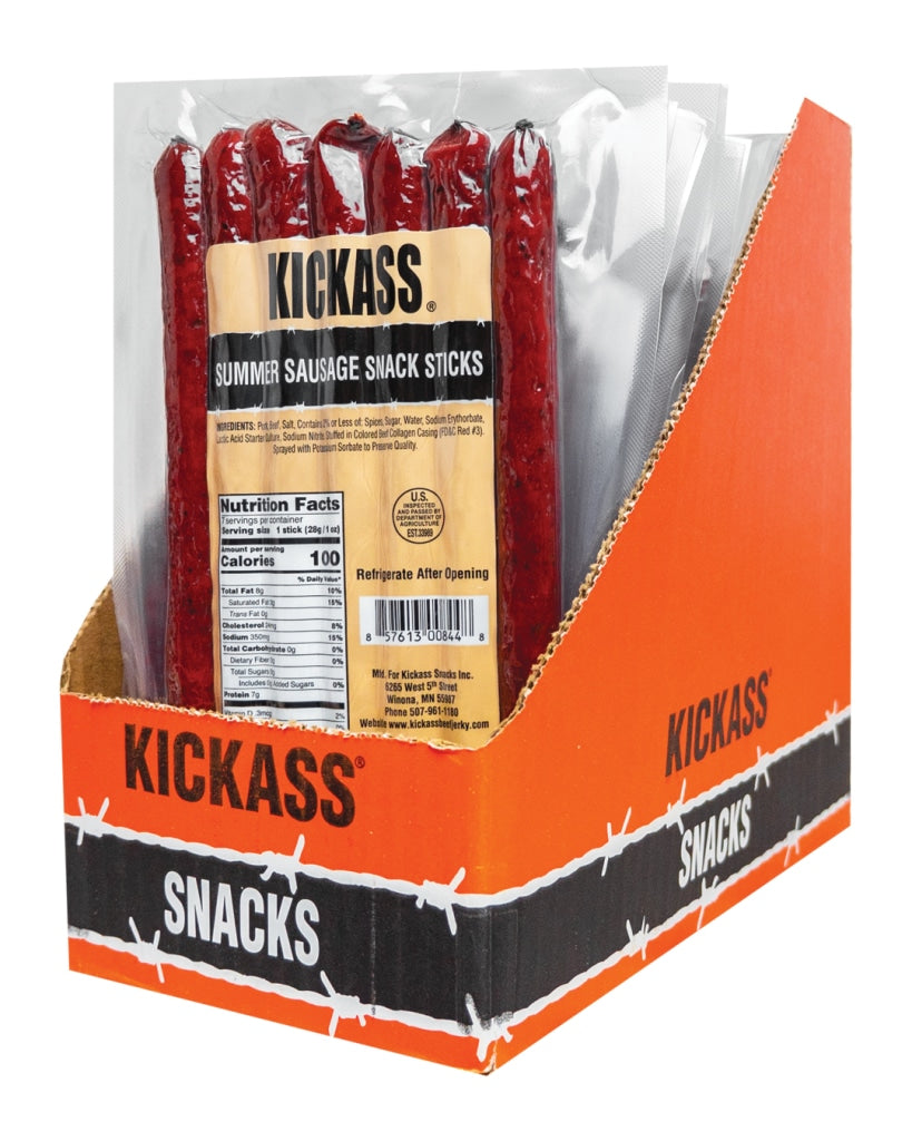 **new** Kickass Summer Sausage Snack Sticks 7Oz - 12Ct Caddy