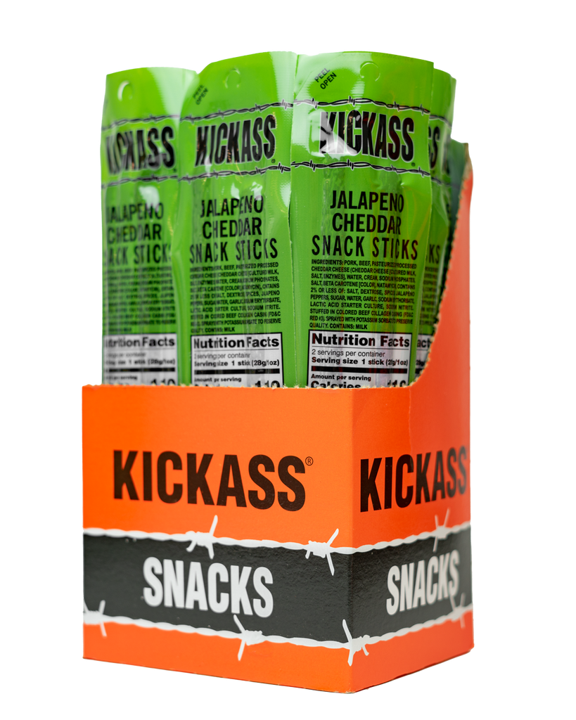 3014WS - Kickass Jalapeno Cheddar Twin Pack Snack Sticks - 16CT Caddy..